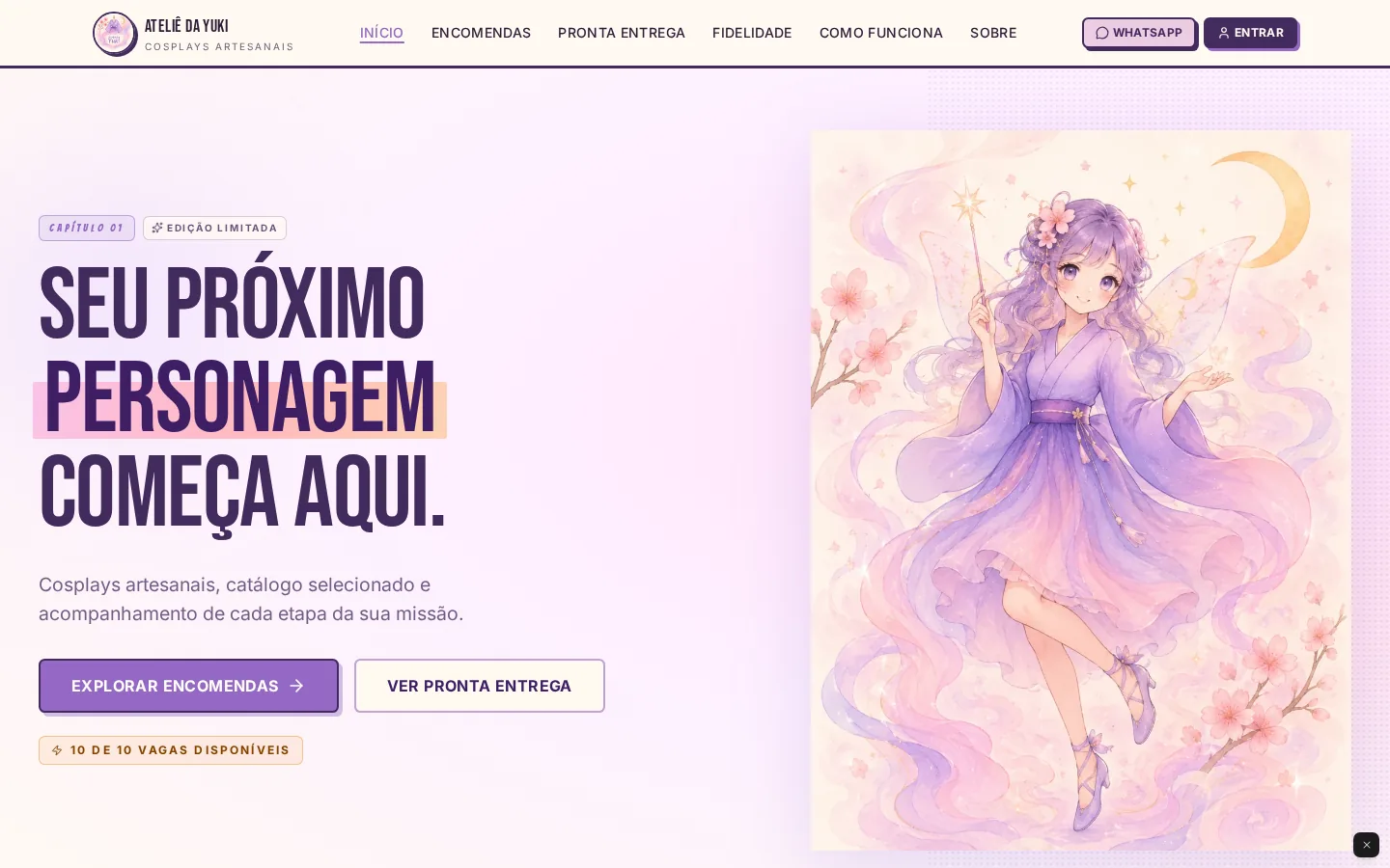 Capa do site do Ateliê da Yuki — universo visual autoral.