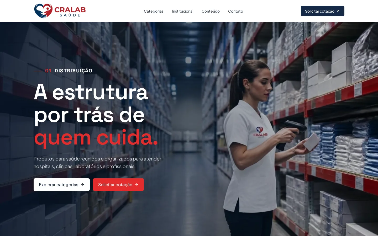 Capa do site da Cralab Saúde — comunicação institucional.