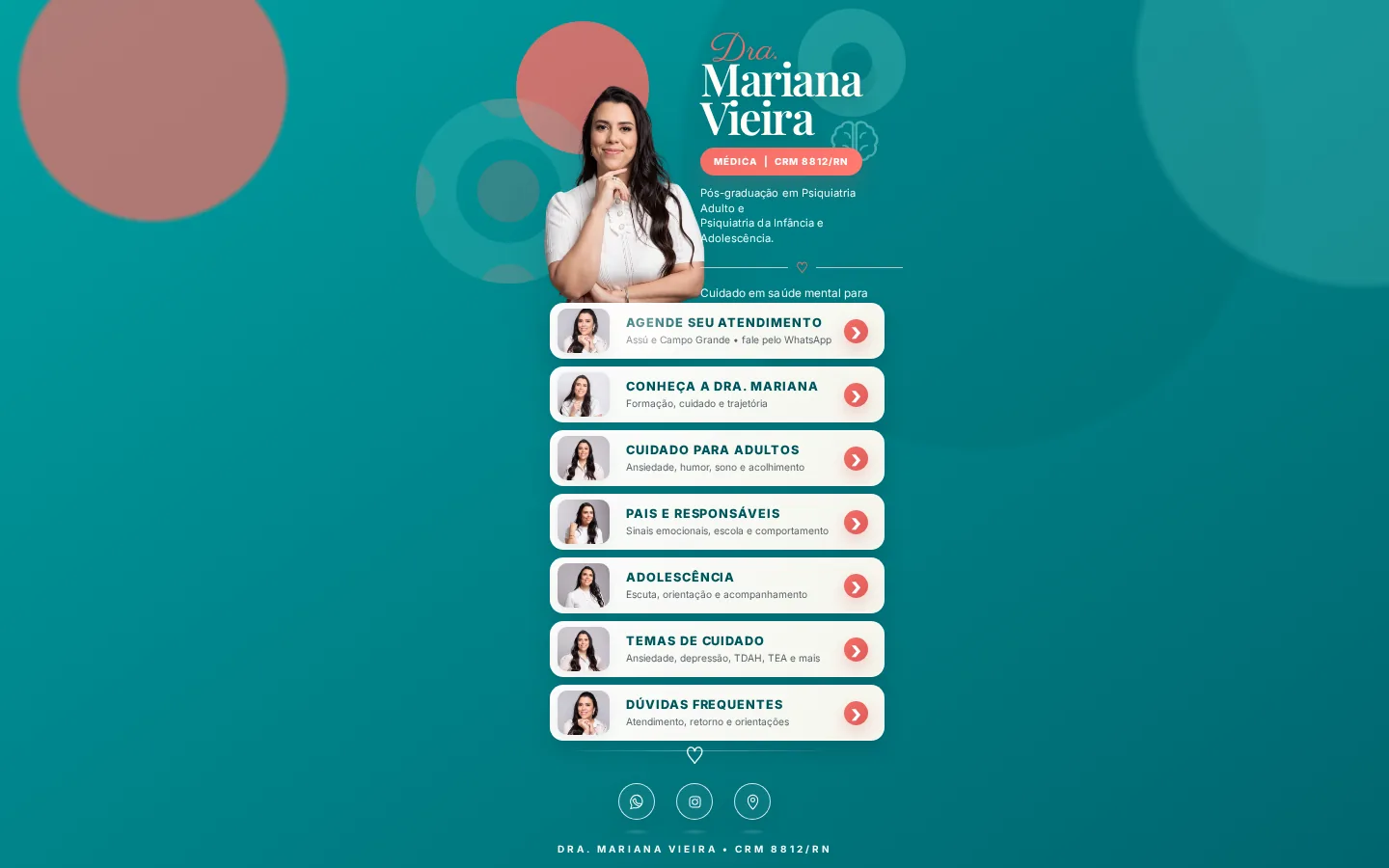 Capa do site da Dra. Mariana Vieira — presença clínica clara.