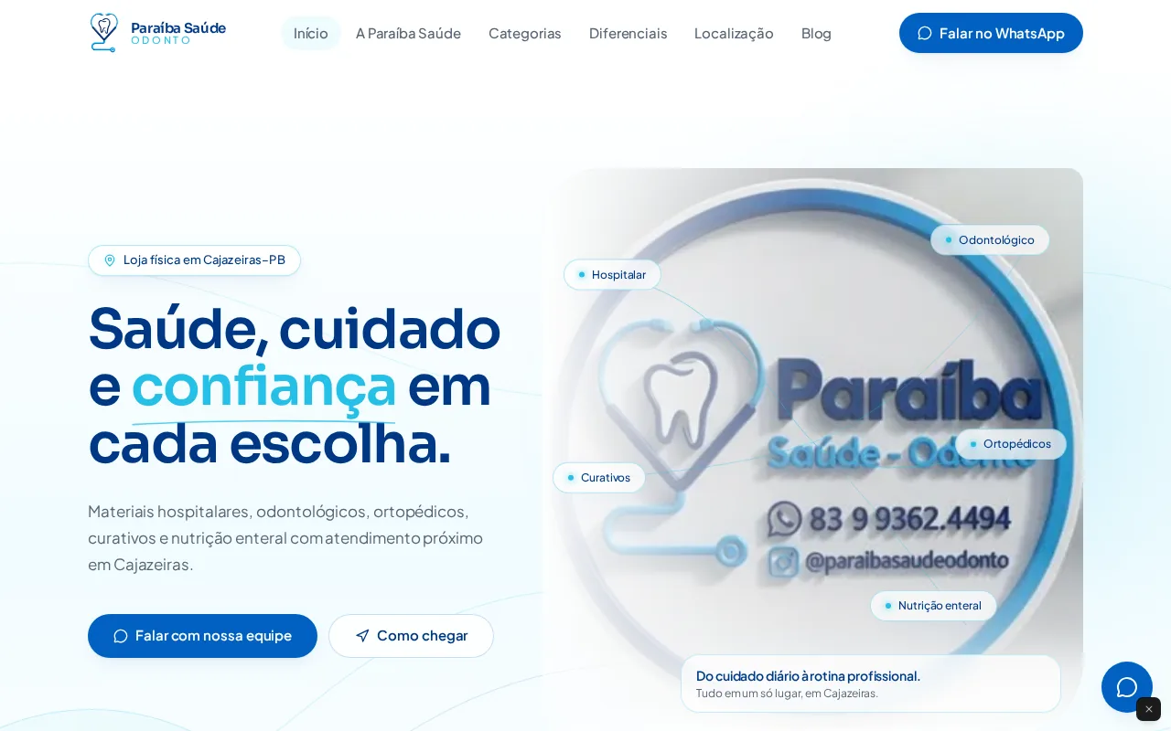 Capa do site da Paraíba Saúde Odonto — institucional odontológico com blog.